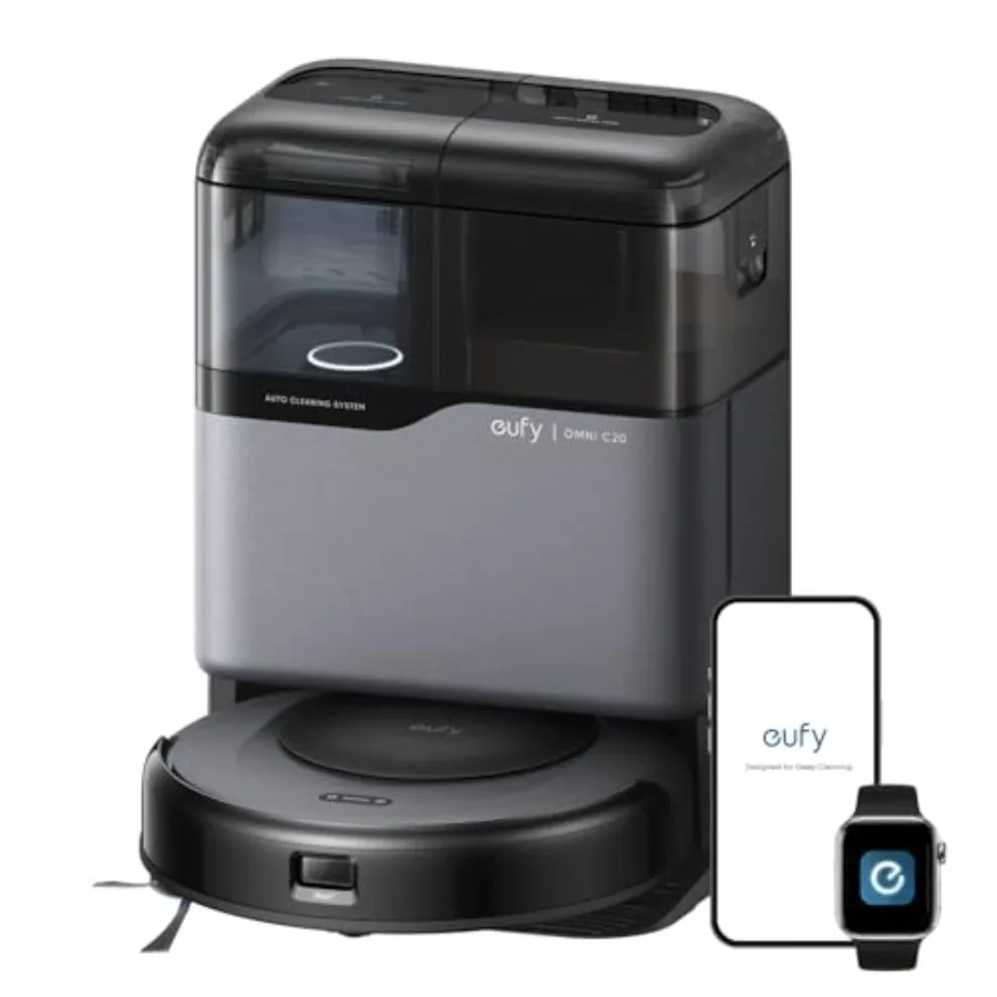 Robot Vacuum Omni C20 7 000 Pa 60 Days Self Emptying Auto Mop Washing Auto Drying 3.35" Ultra Slim Transparent Tanks Robot Vacu