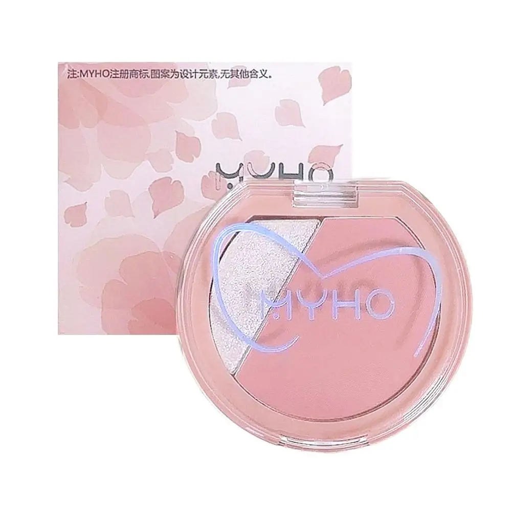 พาเลทบลัชออนไฮไลท์ 2-in-1 สีแอปริคอทชมพู บลัชออนเนื้อฝุ่น แต่งหน้าแบบธรรมชาติ แมทท์ ชิมเมอร์