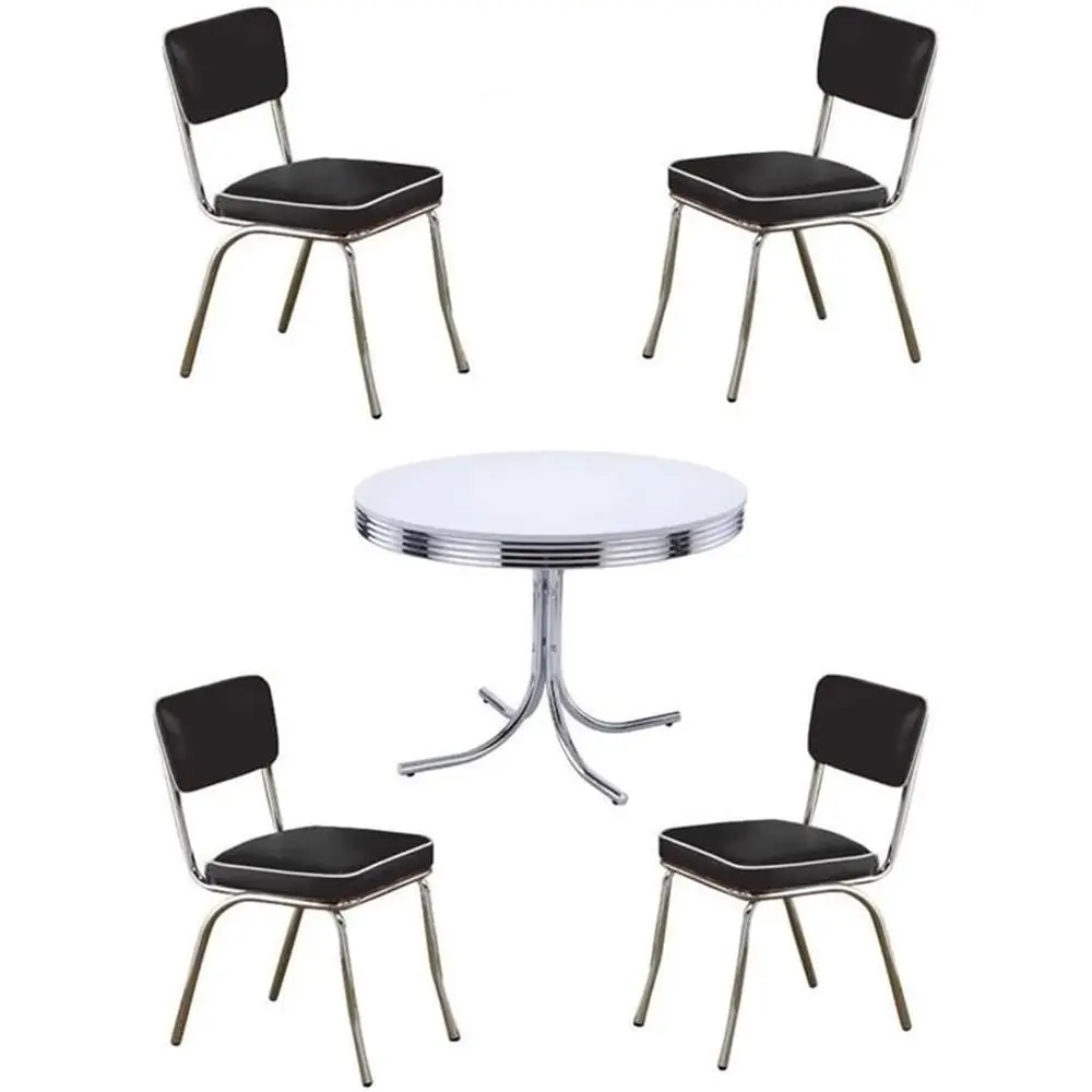 

Круглый обеденный стол в винтажном стиле и 2 стула с хромированной отделкой