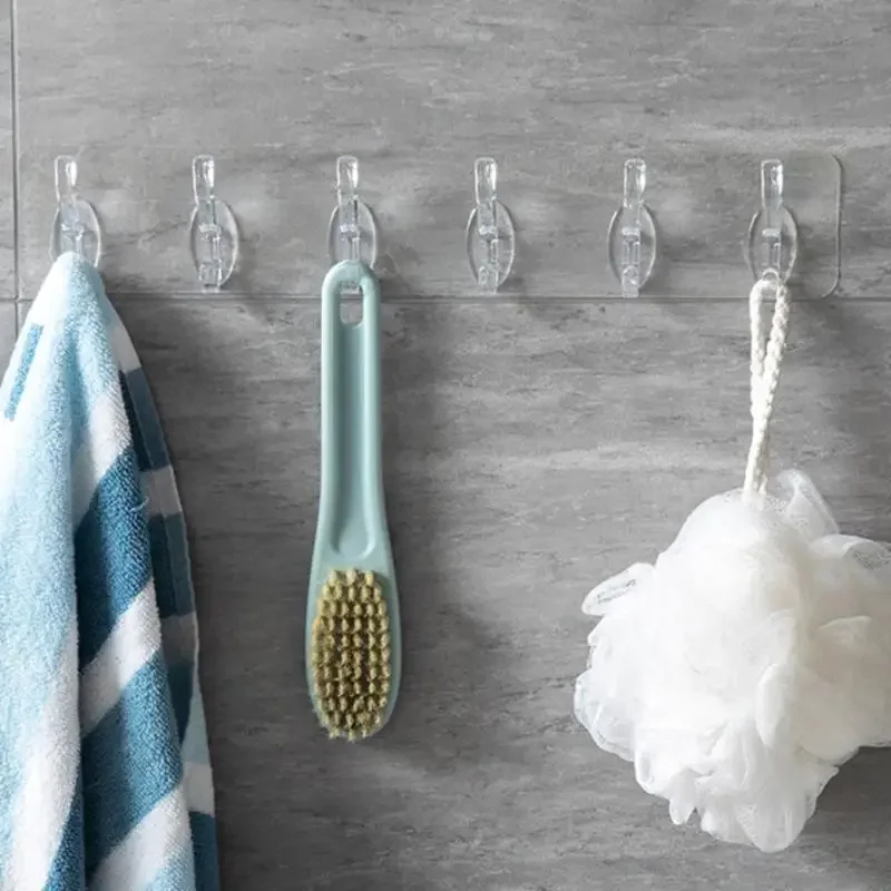 Transparent Adhesive Coat Rack Wall Mounted 3/5/6 Standard Hooks Wall Coat Rack Hangers For Bathroom Kitchen Closet