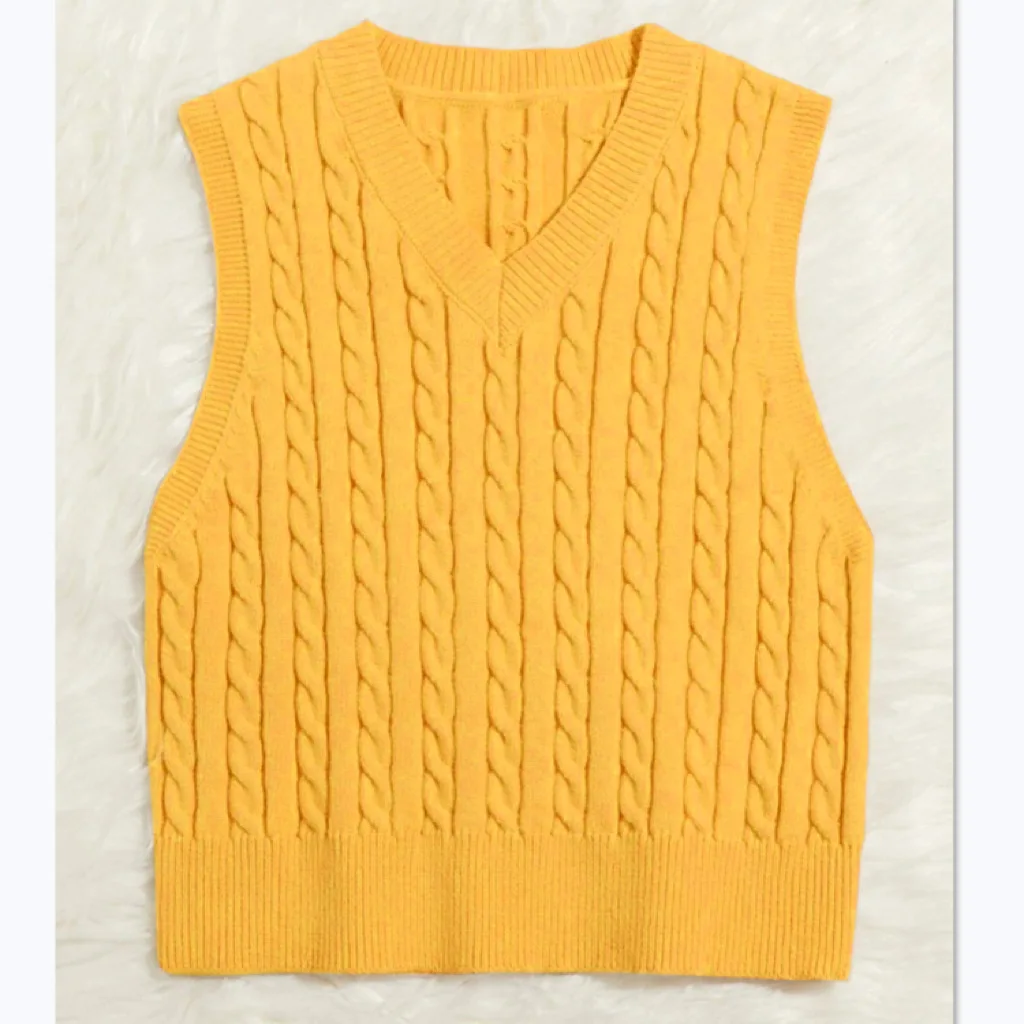 Autumn Winter Knitted Sewater Vest Women Pullover V-neck Pullover Top Women Casual Vest All-match Sleeveless Female Loose Jumper