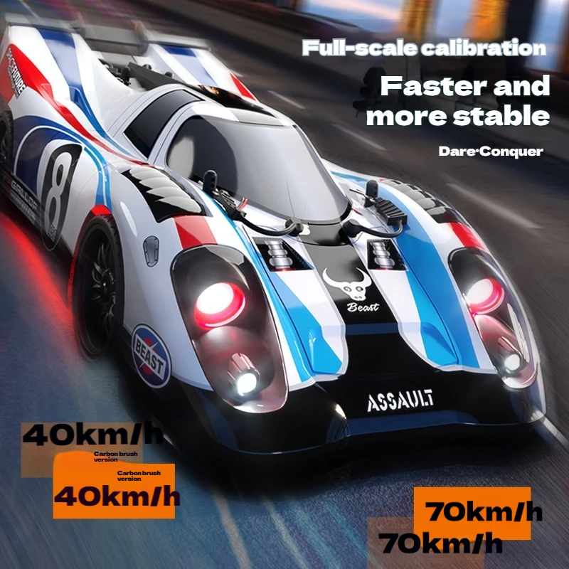 SG918 Coche de derrape RC de alta velocidad, escala 1:16, modelo de coche con Control remoto con luces, regalo de Navidad Ideal para niños, carrera plana