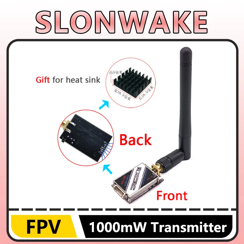 SLONWAKE  5.8G 48CH 1W VTX 100/200/400/1000mW Adjustable Video Transmitter + 1500TVL CMOS FPV Camera 2.1mm Lens for RC Drone view 3