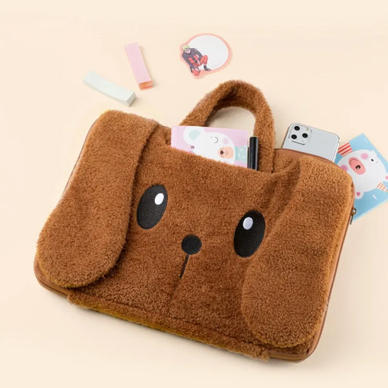 Ins لطيف الكلب حقيبة لابتوب النساء 13 13.3 14 15 16 بوصة ماك بوك اير مكتب دفتر كم حقيبة يد السفر ملحقات الكمبيوتر