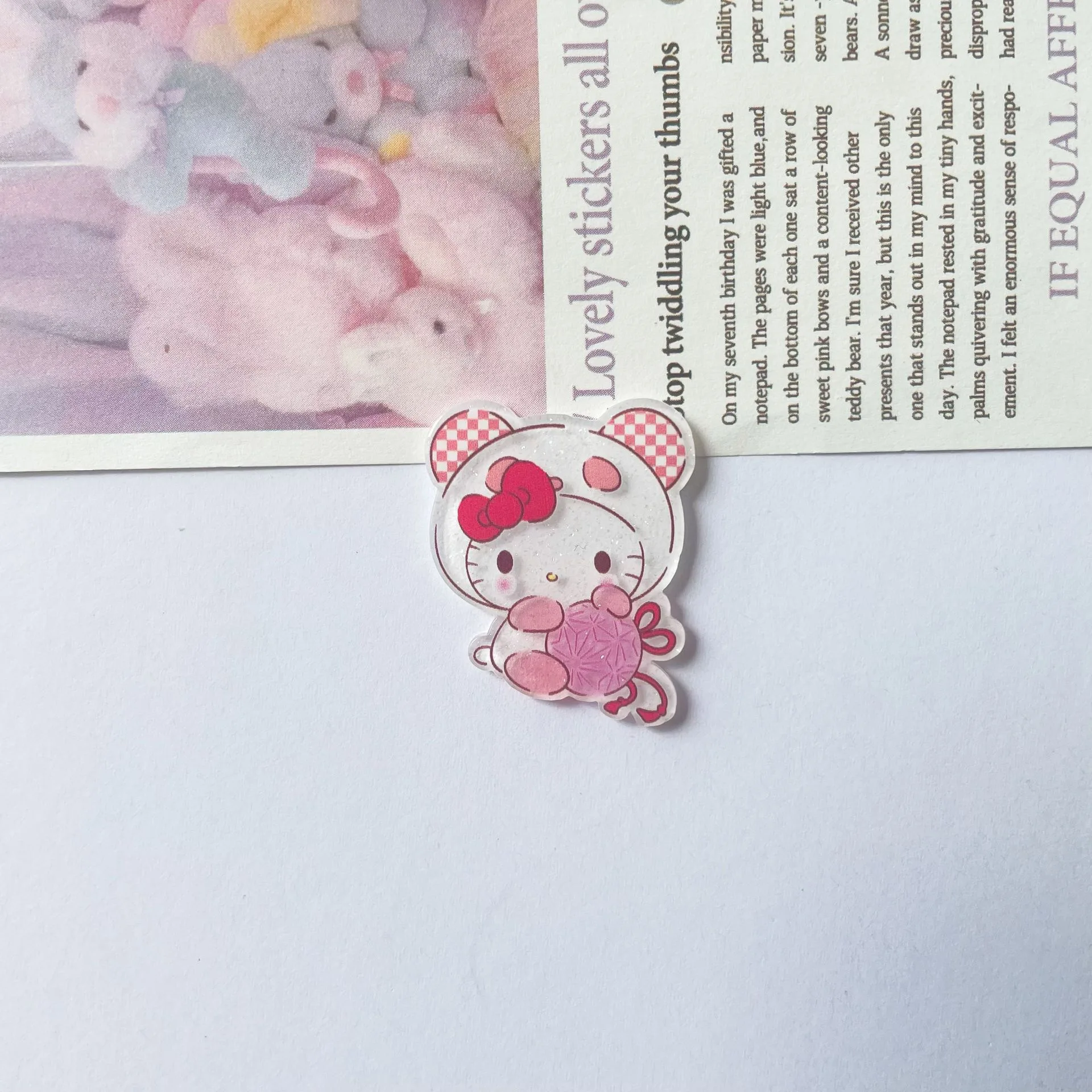 10 Pcs New Acrylic Kawaii Cute Cartoon characters bowknot Series Clip Book  Diy Jewelry Party Gift Hairpin Accessories A89