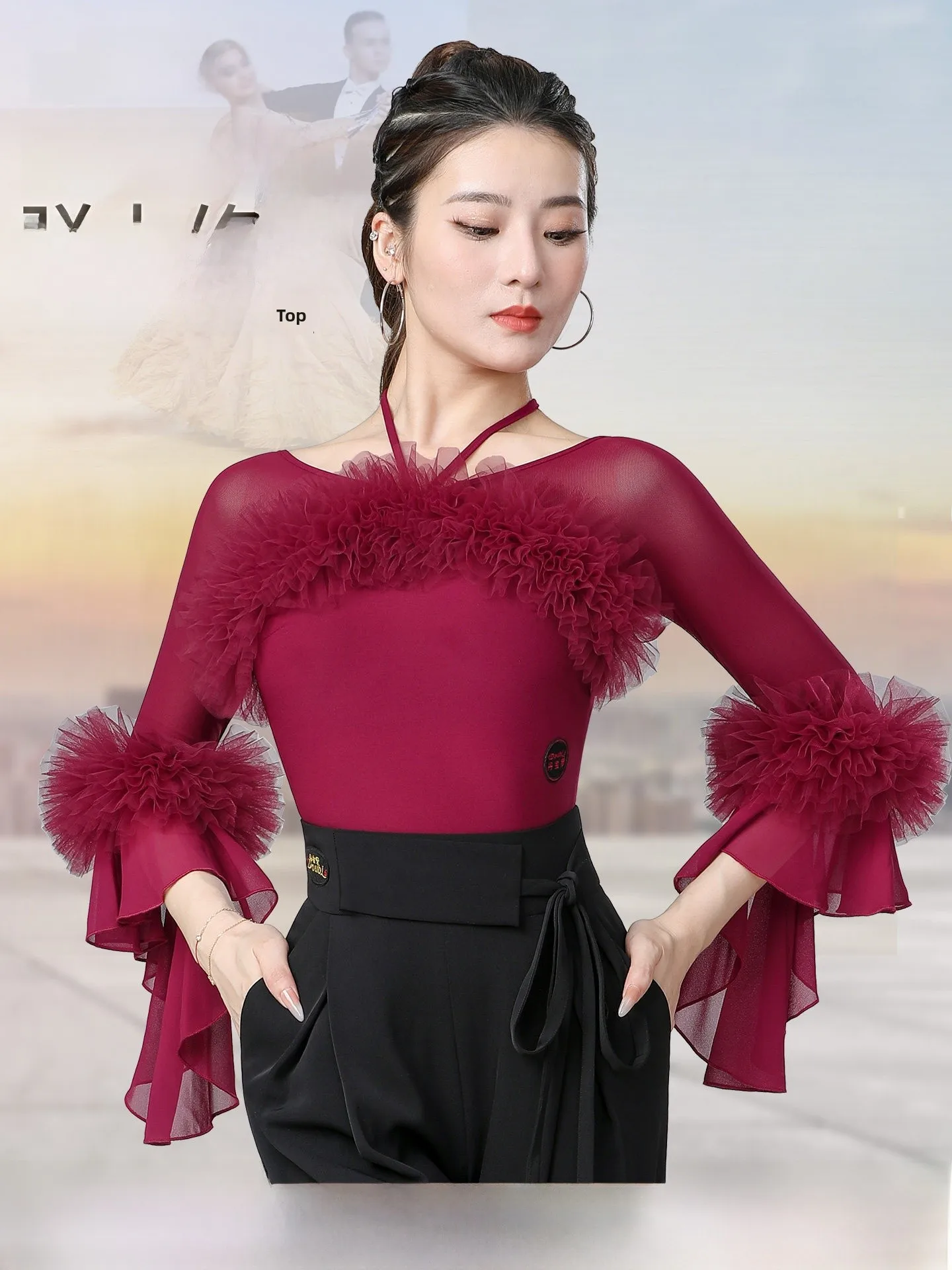 danbolo-abbigliamento-da-ballo-moderno-a-maniche-corte-con-schiena-scavata-per-due-persone-traspirante-e-fortemente-ventilato