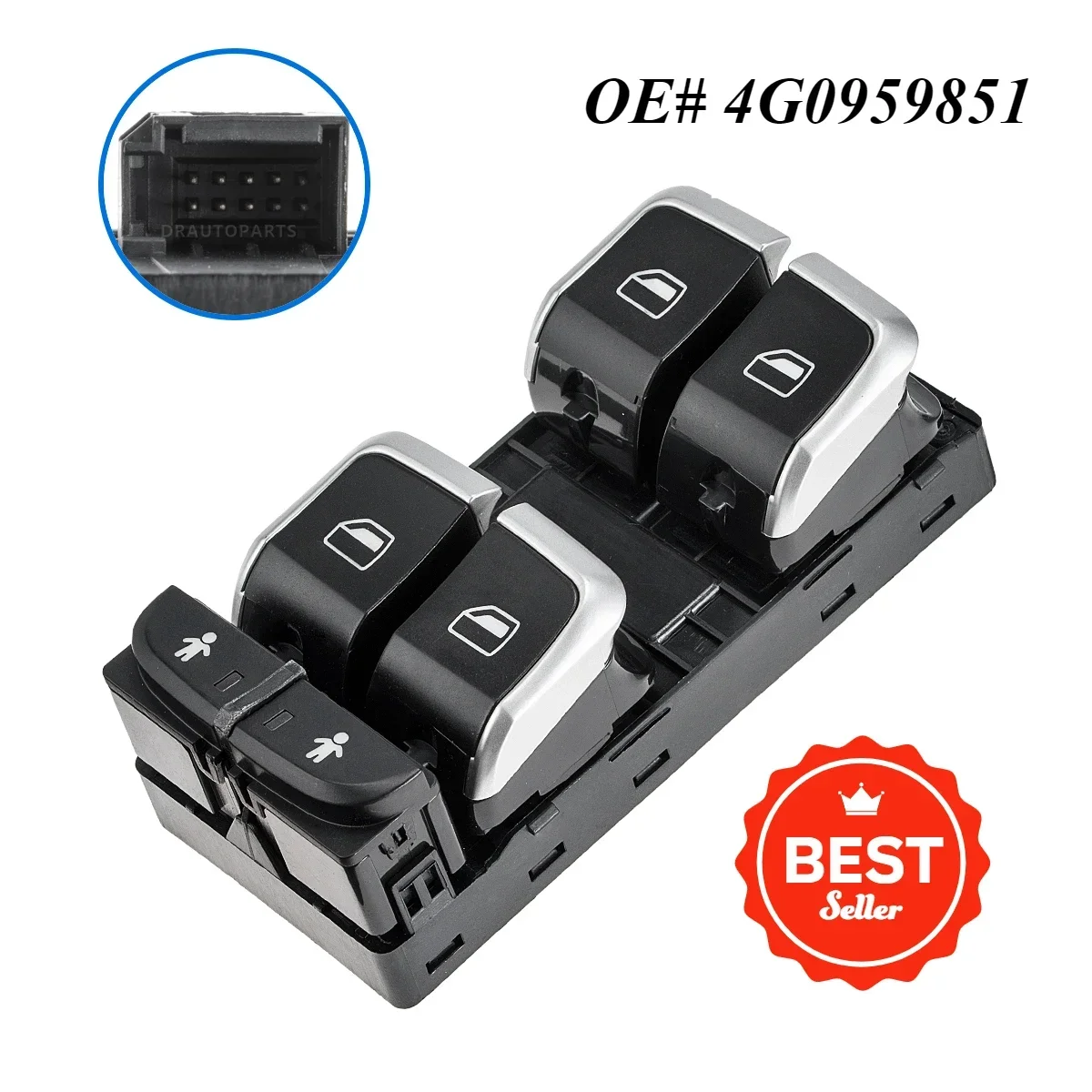 Master Window Control Switch 4G0959851,4GD959851B,4G09598515PR For AUDI A6 C7 2010-2018,A7/S7 2010-2018,Q3 2011-2018 2.0/2.8/3.0