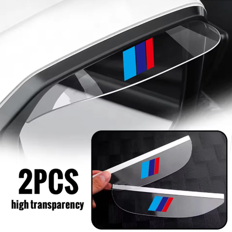 Diagonal Blue and Red Car Rearview Mirror Rain Shield, Rain and Fog Protection, Anti-Glare, Transparent Rainproof Reflective Mirror Waterproof Panel