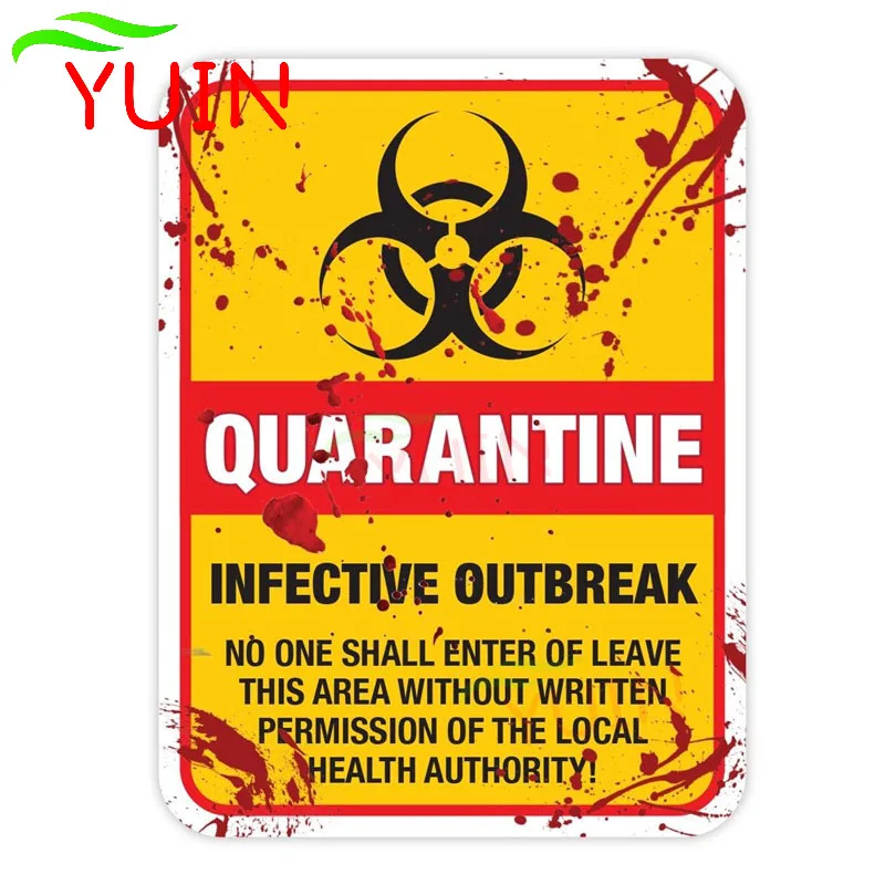 Funny ZOMBIE Warning Quarantine Infected Area Caution Car Sticker Fashion PVC Decoration Accessories Waterproof Decal 20*15cm