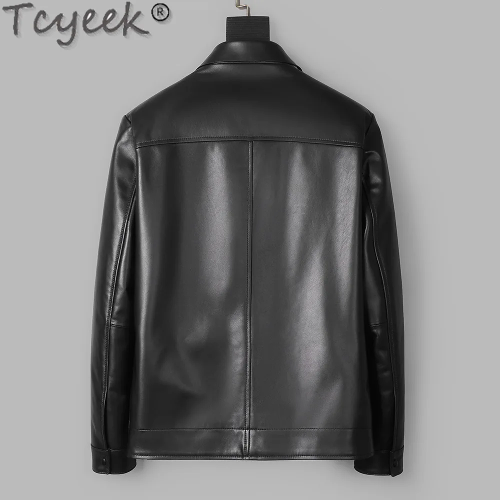 Tcyeek Genuine Leather Man Jackets Spring Autumn Clothes Natural Sheepskin Coats Men's Motocycle Jacket Casual Jaqueta De Couro