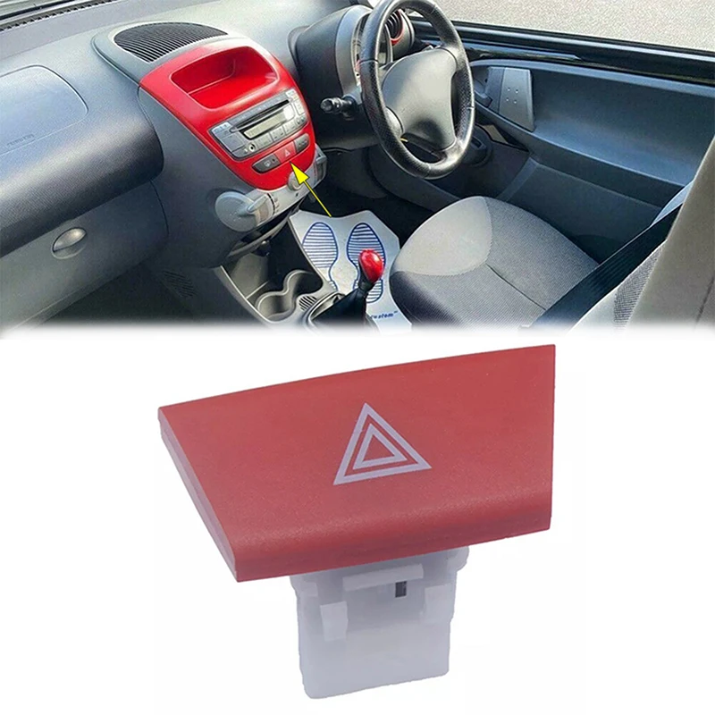 4 Pins Hazard Warning Switch Push Button For Peugeot 107 2005-2014--1.0 998 ccm 50 KW 68 PS For Toyota Aygo Mk1 6490NG