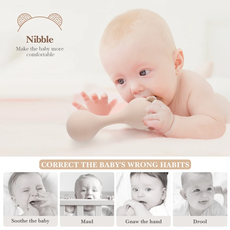 Baby Silicone Musical Rattle Toys BPA Free Silicone Newborn Bed Bell Educational Toys Gift Infant Bears Handbells Sensory Toy