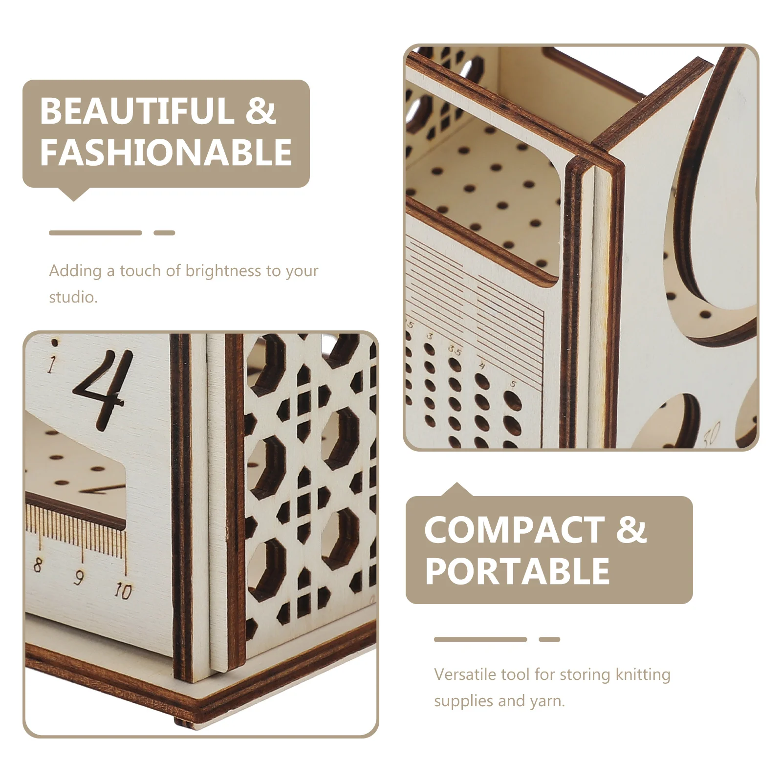 

1 Set Knitting Storage Box Wooden Yarn Bowl Organizer For Crochet Hooks Needles Portable Wool Yarn Holder Case Craft Supplies