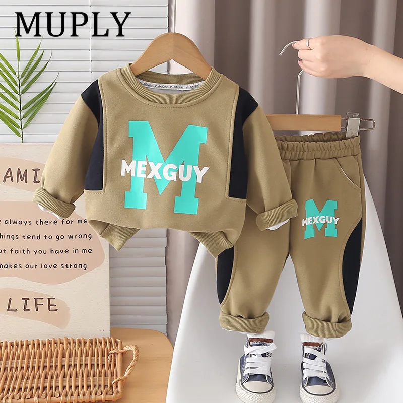 Toddler Boys Fall Outfit 2026 Spring Autumn Baby Boy Clothes 0-5 Years Casual Letter Long Sleeve Hoodie and Pants Two Piece Set