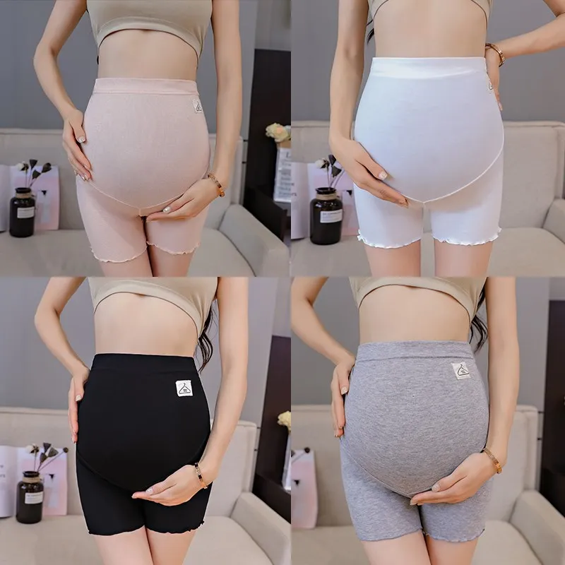 

plus Size Maternity Safety Pants Flat Angle Bottom Pregnancy Belly Support Shorts Summer Cotton Loose Fit Prevent Exposure