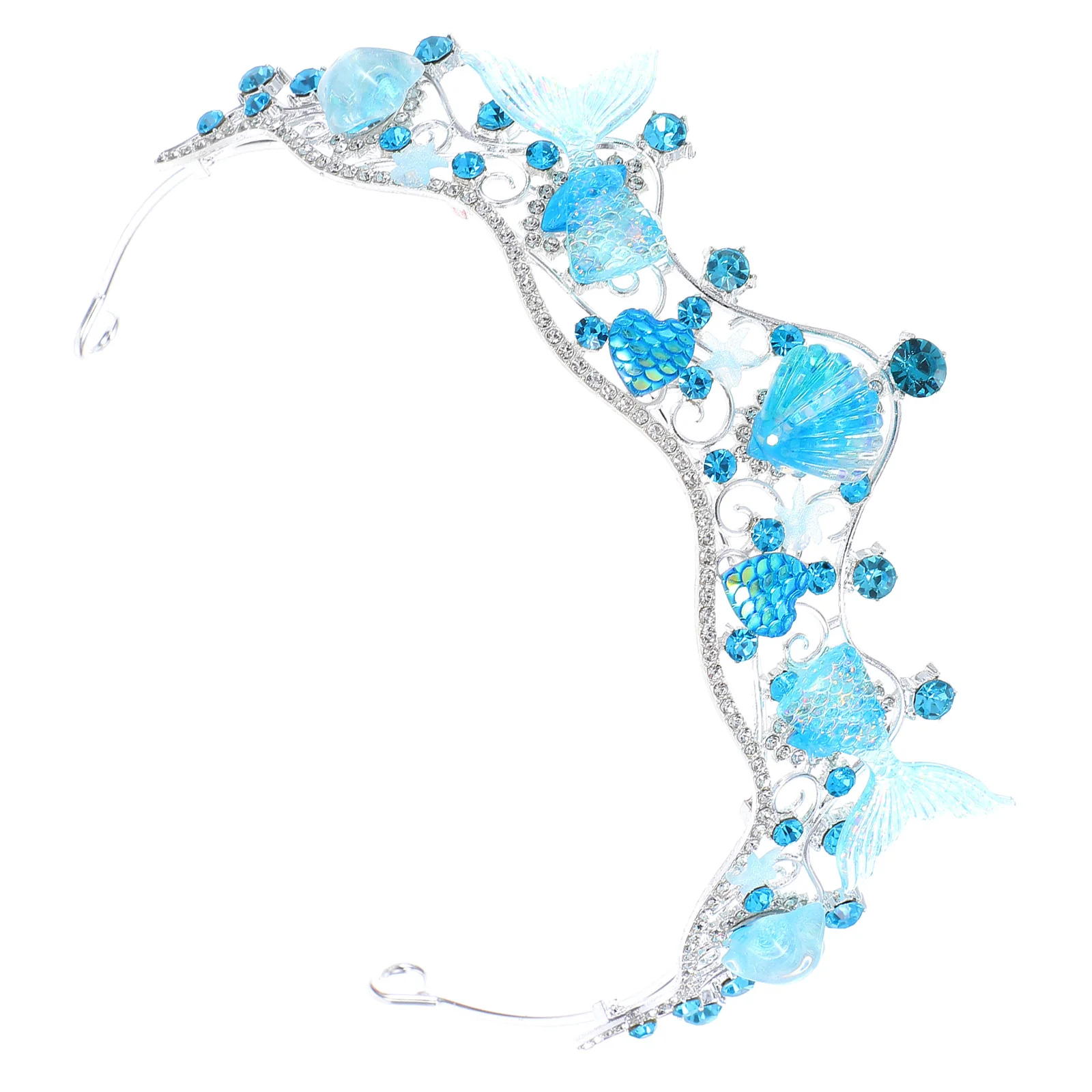 حورية البحر تاج الزفاف حجر الراين عقال لحفلات الزفاف على الشاطئ النساء العروس إكسسوارات الشعر صدف تيارا تاج الزفاف