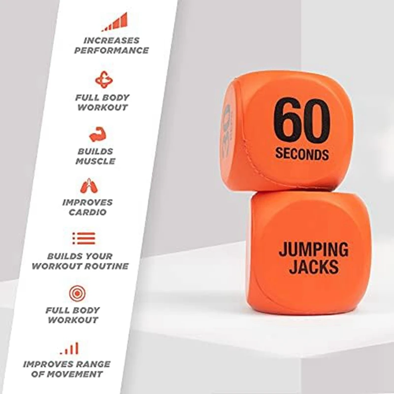 2Pcs Exercise Dice Workout Dice Game For Cardio, Exercise Classes - Full Body Training Routine For Home & Gym