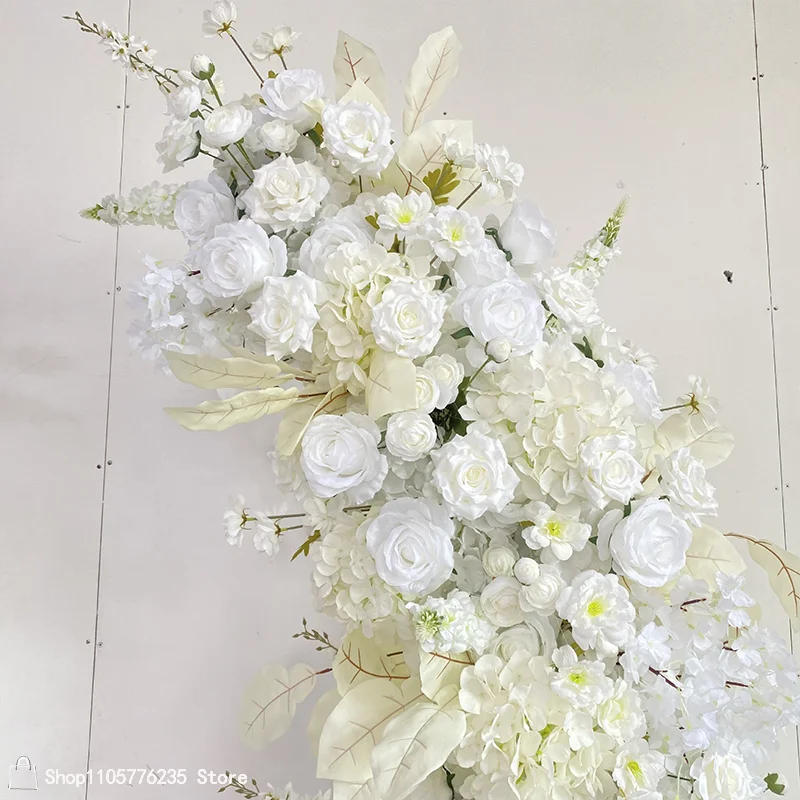 Luxuriöser weißer künstlicher Blumenbogen, Rosen-Blumenarrangement, Kirchen-Hochzeitszeremonie-Hintergrunddekoration, europäische Hochzeitsblumendekoration – Detail 5