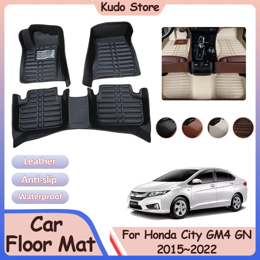 

Car Floor Mat for Honda City Grace Ballade GM4 GN1 2015~2022 Foot Parts Custom Leather Panel Liner Pads Rug Interior Accessories