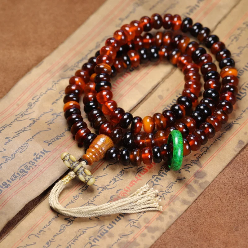 

Blood Armor 108 Necklace Horn Tibetan Style of Abacus Beads Personality Crafts
