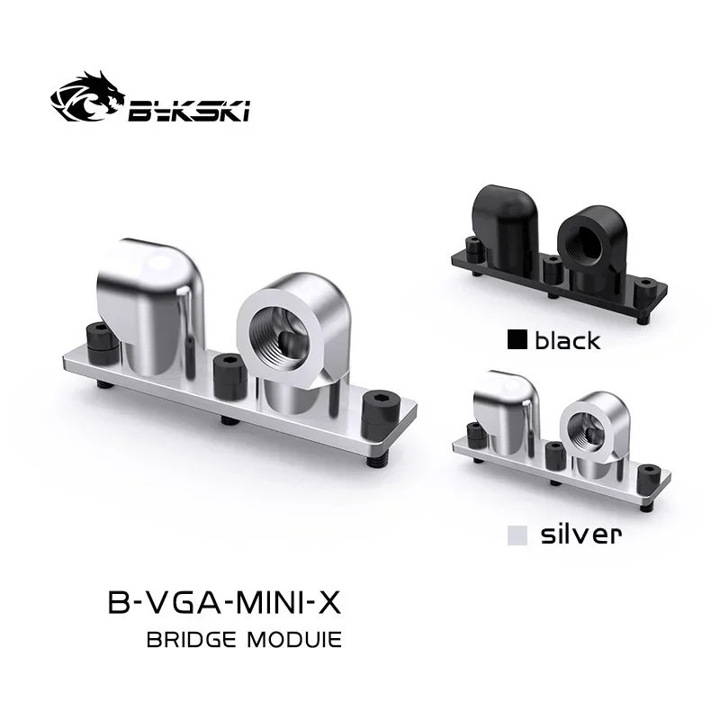 Bykski G1/4'' 360 Rotary Terminal / GPU Block Bridge / Install Water Cooler Adapter Change Direction Silver Black B-VGA-MINI-X