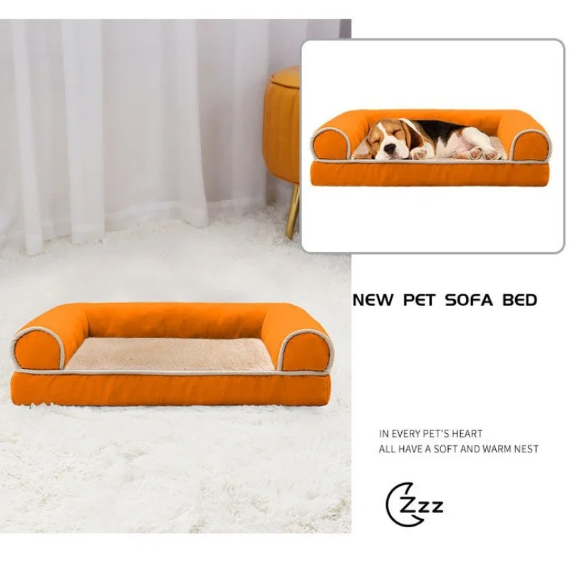 Large Dog Bed Waterproof Bed for Dog Filled W/ High Resilience Sponge Bite-resistant Detachable Washable Pet Mat Cat Accessories