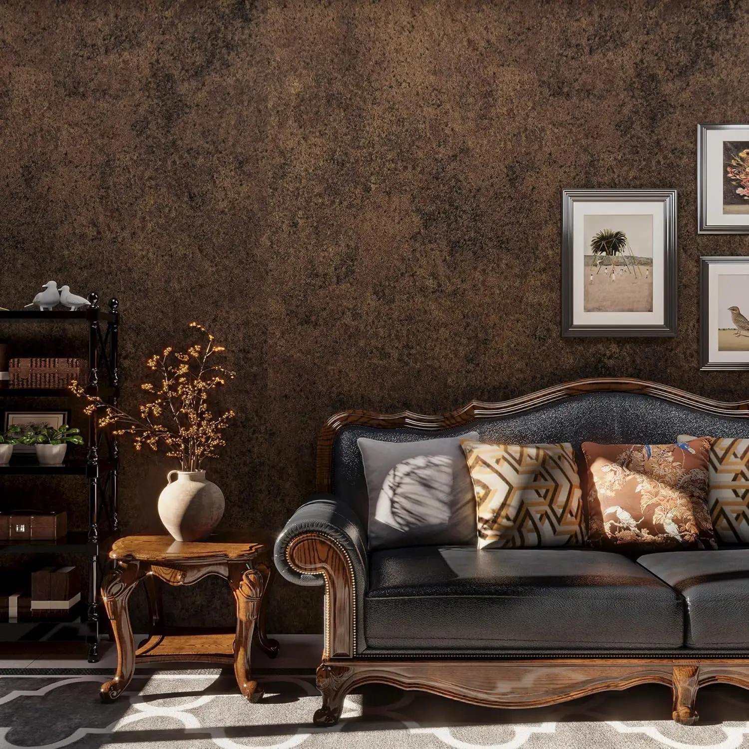 

Extra Wide Dark Brown Concrete Contact Paper Peel and Stick, 31.5x315in, Vintage Industrial Style, Self-Adhesive Waterproof