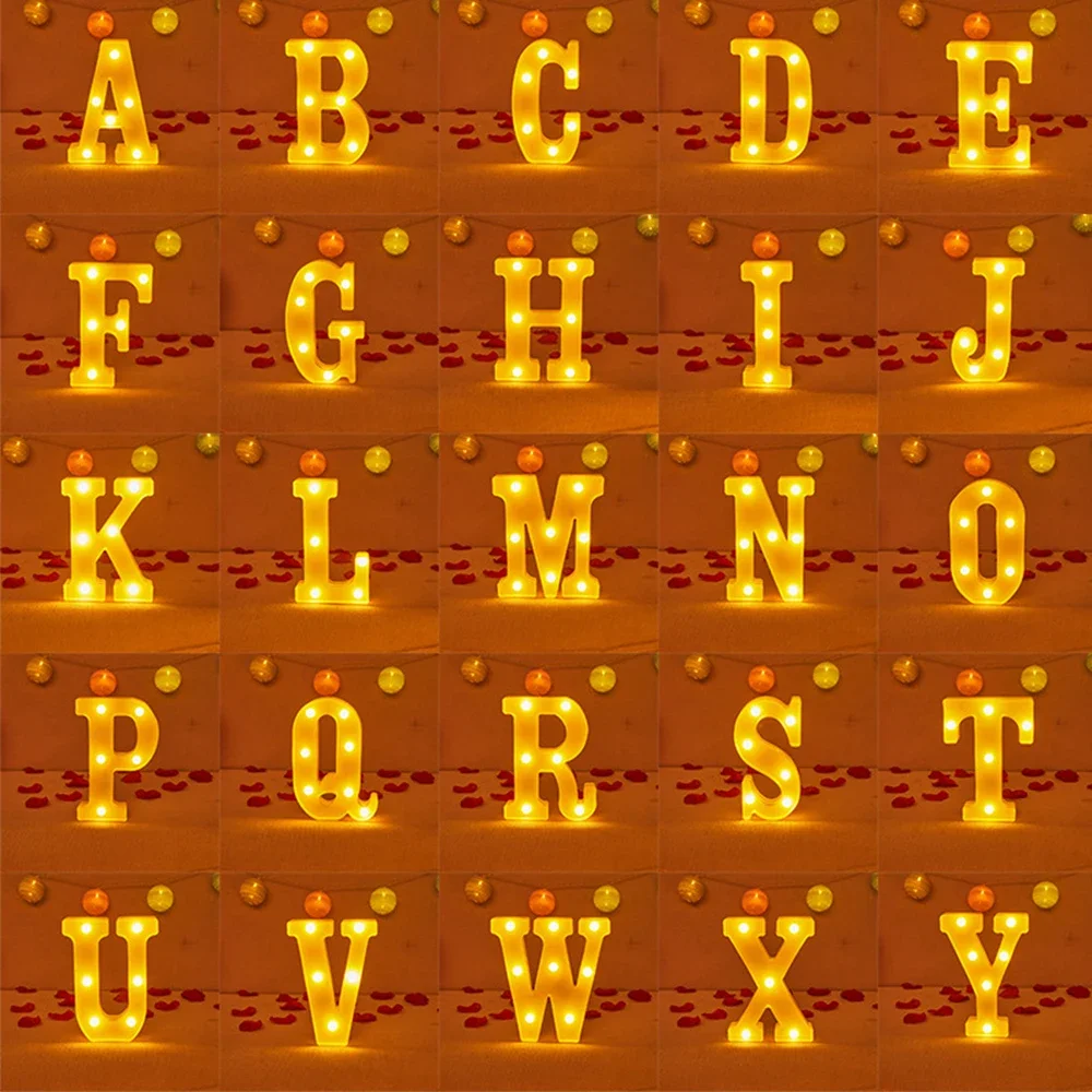 

1 шт. светодиодный светильник с буквами, 16 см/6,3 дюйма, светящийся ночник с английским алфавитом на батарейках, декоративный светодиодный светильник с буквами