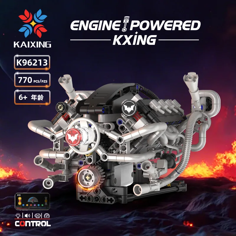 IN STOCK MOC Technical Bat Car Engine V8 Building Blocks Bricks Assembling Model DIY Toys for Children Birthday Gift Set