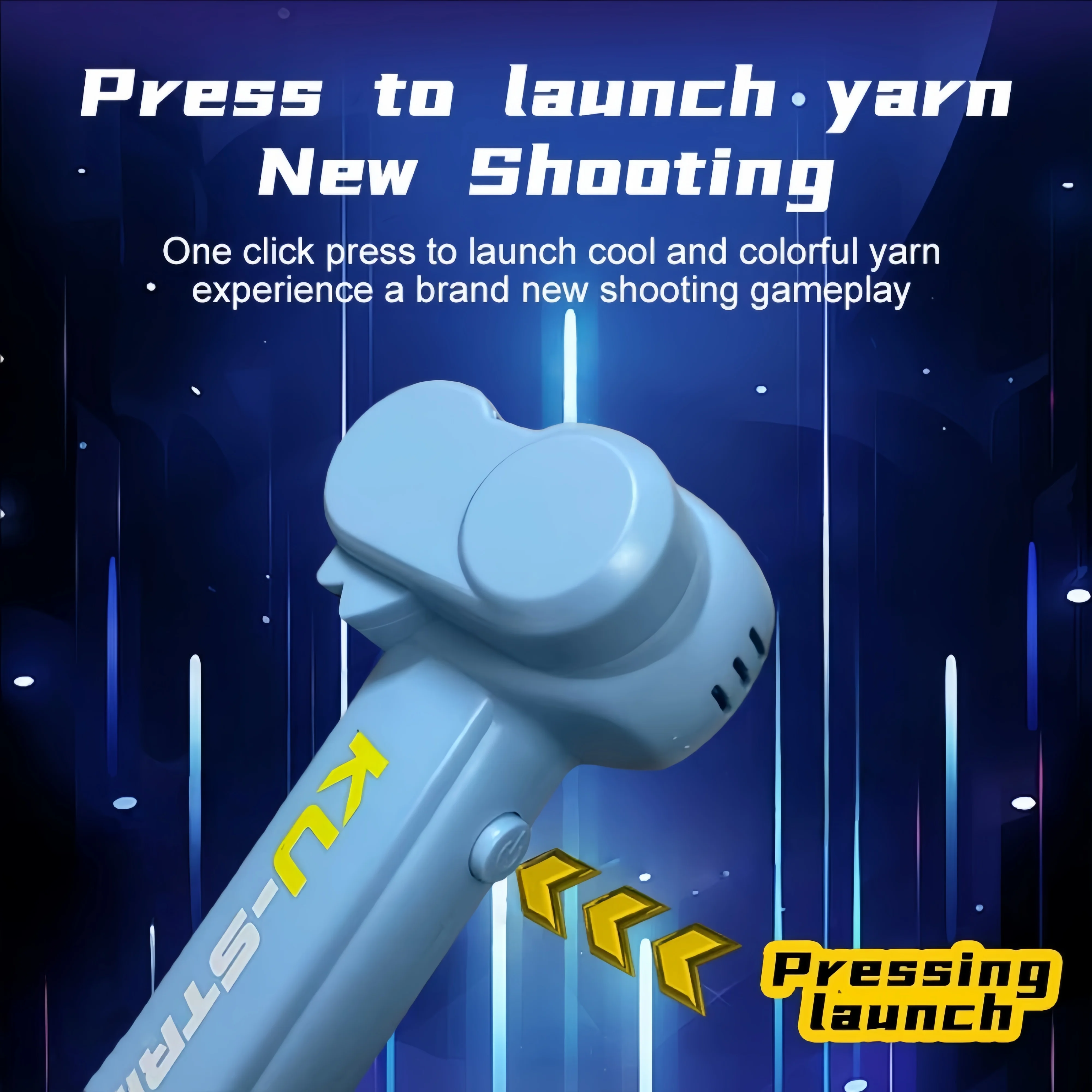 Portable handheld luminous stress reducing toy with luminous rope emitter, children's party gift