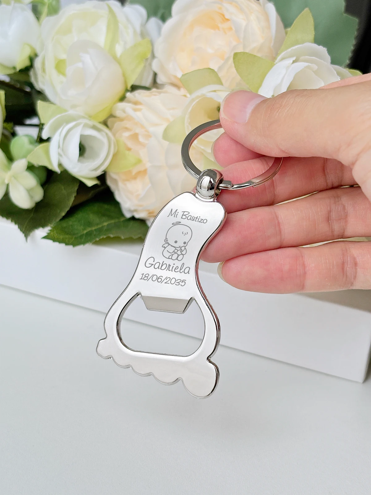 Baptism Souvenir Personalized Foot Shaped Keychain Bottle Opener 1st Birthday Anniversary Gift for Guest Baby Shower Party Favor