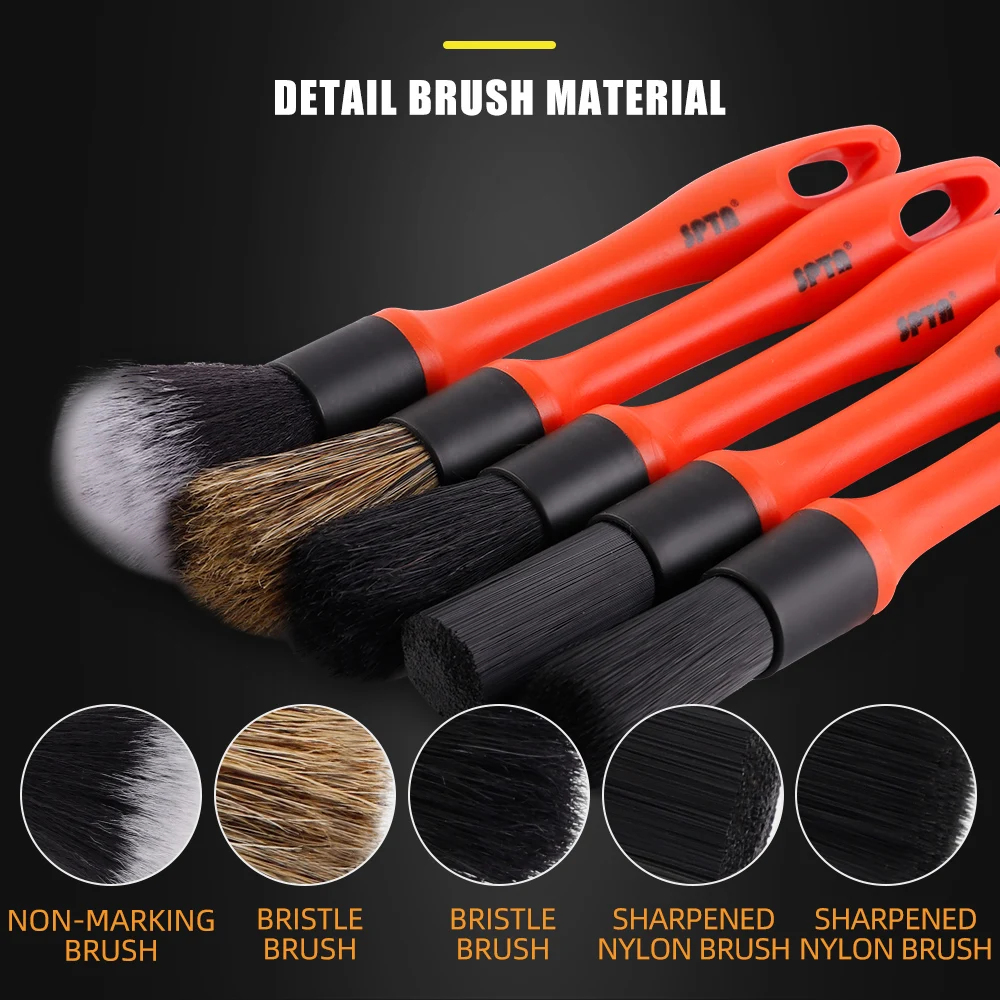 (Single Sale) SPTA Car Detailing Brush Boar Hair Brushes Set for Air Vents, Engine Bays, Dashboard & Wheels Cleaning