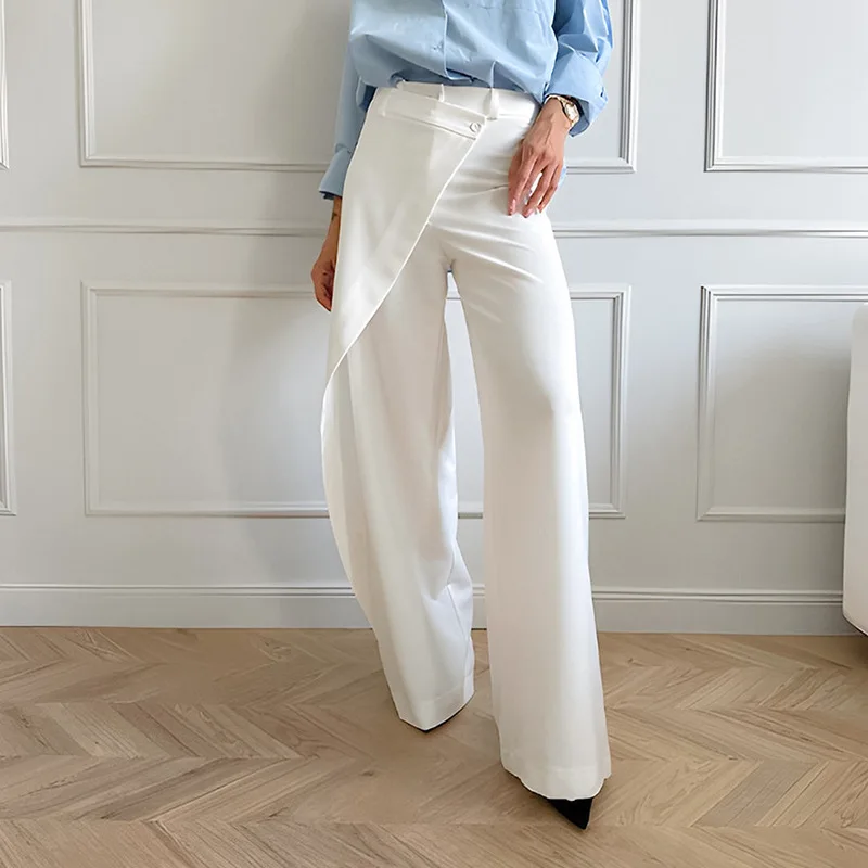 

SuperAen Simple Casual Style Pants for Summer 2024 New High-end Design Asymmetric Drape High Waisted Casual Pants