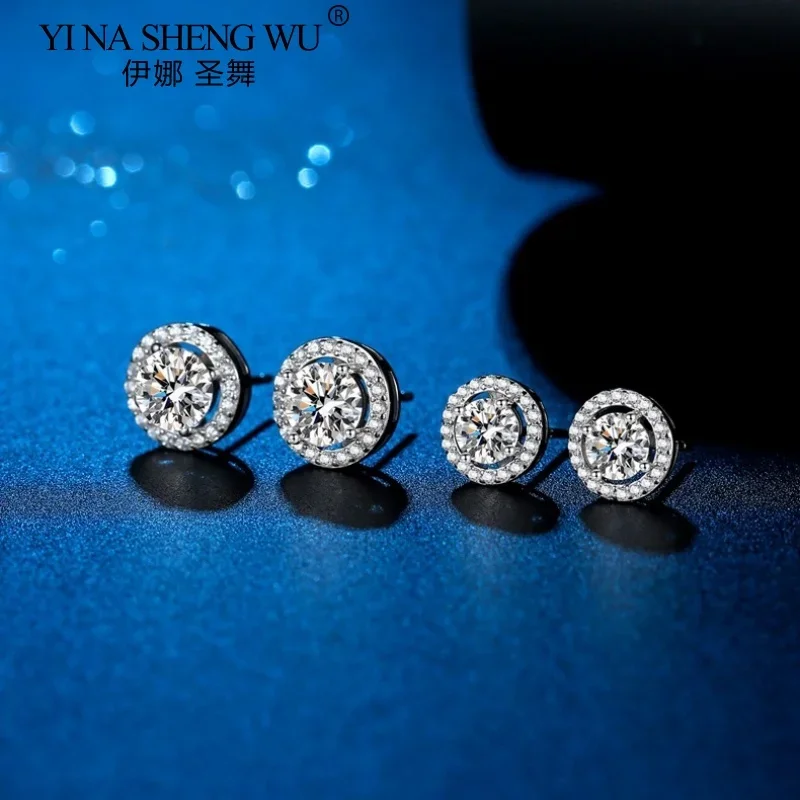 مويسانيتي S925 أقراط فضية للنساء 1Ct الفاخرة مزاجه التعميم أقراط بسيطة هدية عيد الزفاف المشاركة #4