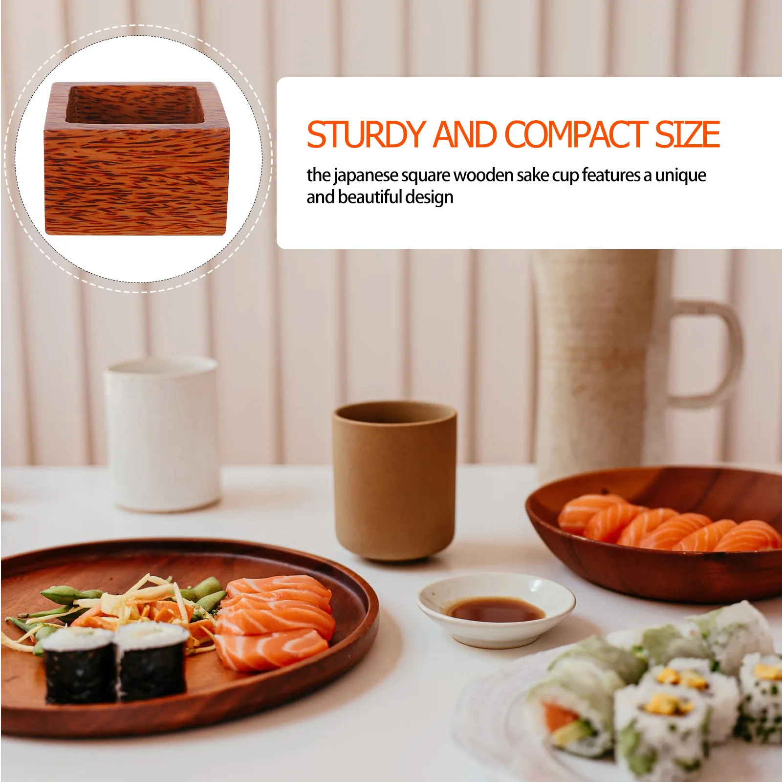 

Wooden Cup Japanese Saki Sake Cups Square Hot Drinks Mug Cypress Coffee Espresso Shot