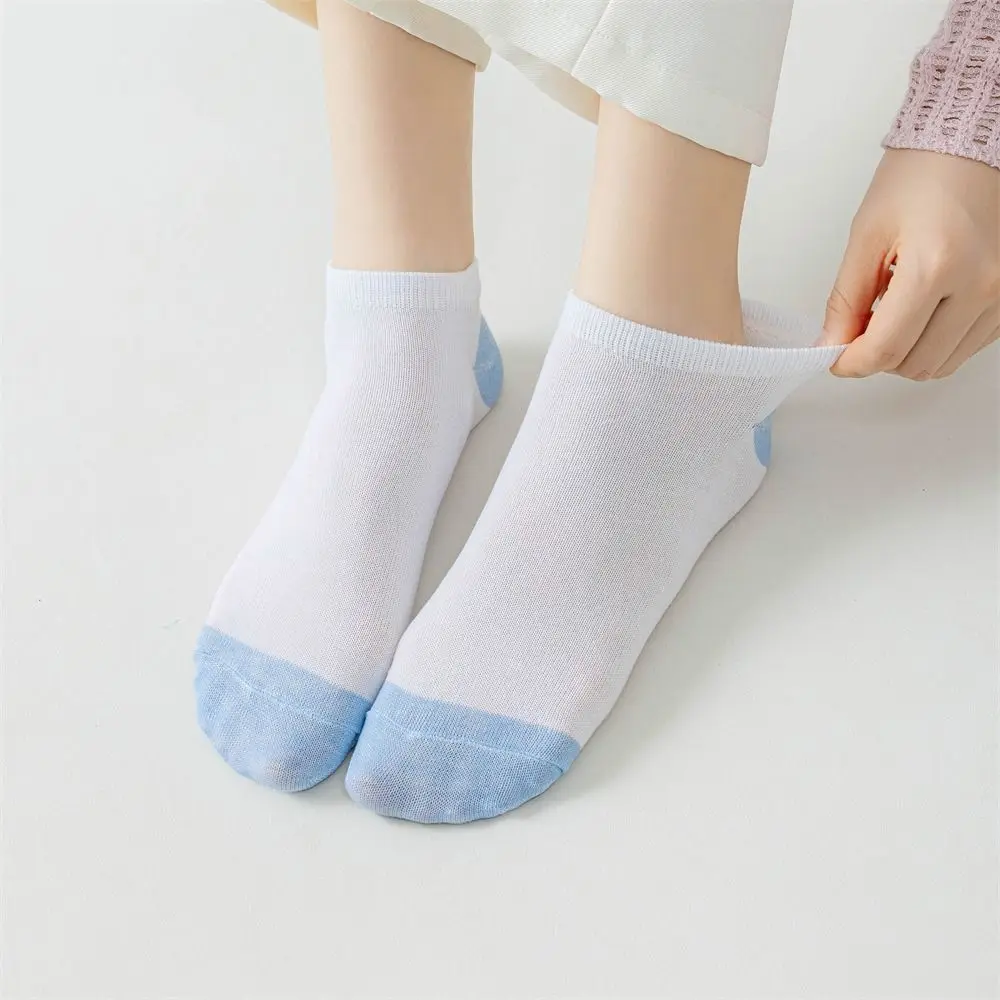 

10Pairs Patchwork Women Ankle Tube Socks Non-slip Short Summer Boat Socks Sweat-Absorbing Breathable Invisible Socks Sports