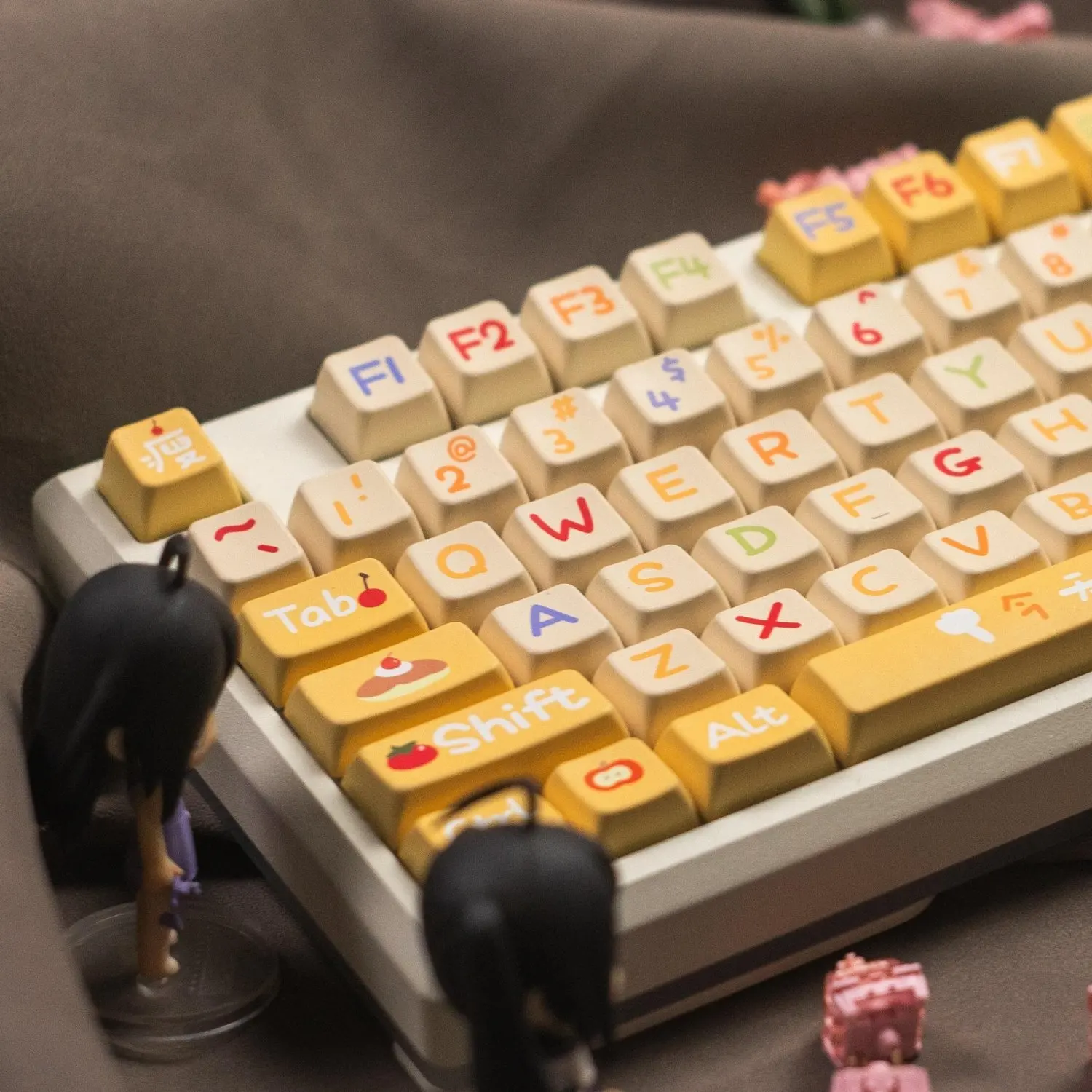 

Cute cartoon hand-painted food theme keycap personalized high value MDA height 143 keys five-sided hot sublimation keycap