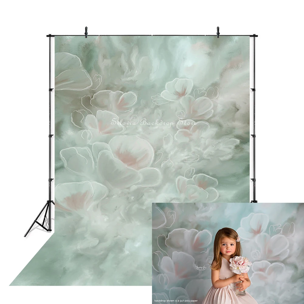 

Blue Floral Abstract Portrait Photo Background Flowers Texture Retro Newborn Photography Backdrops Birthday Photo Shoot Props