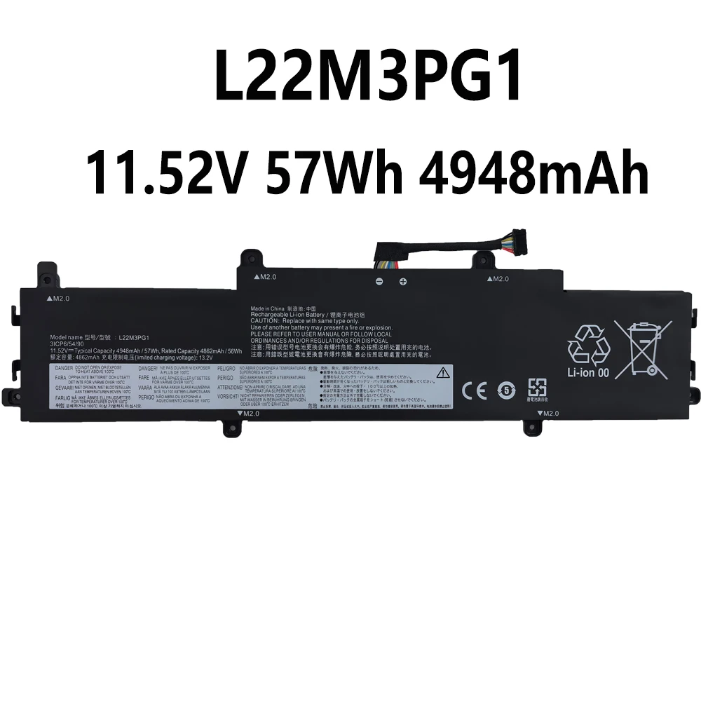 

L22M3PG1 11.52V 57Wh 4948mAh Battery For Lenovo IP Slim 3 Chrome 14IAN8 14e Chromebook Gen3 Series L22B3PG1 L22C3PG1 L22D3PG1