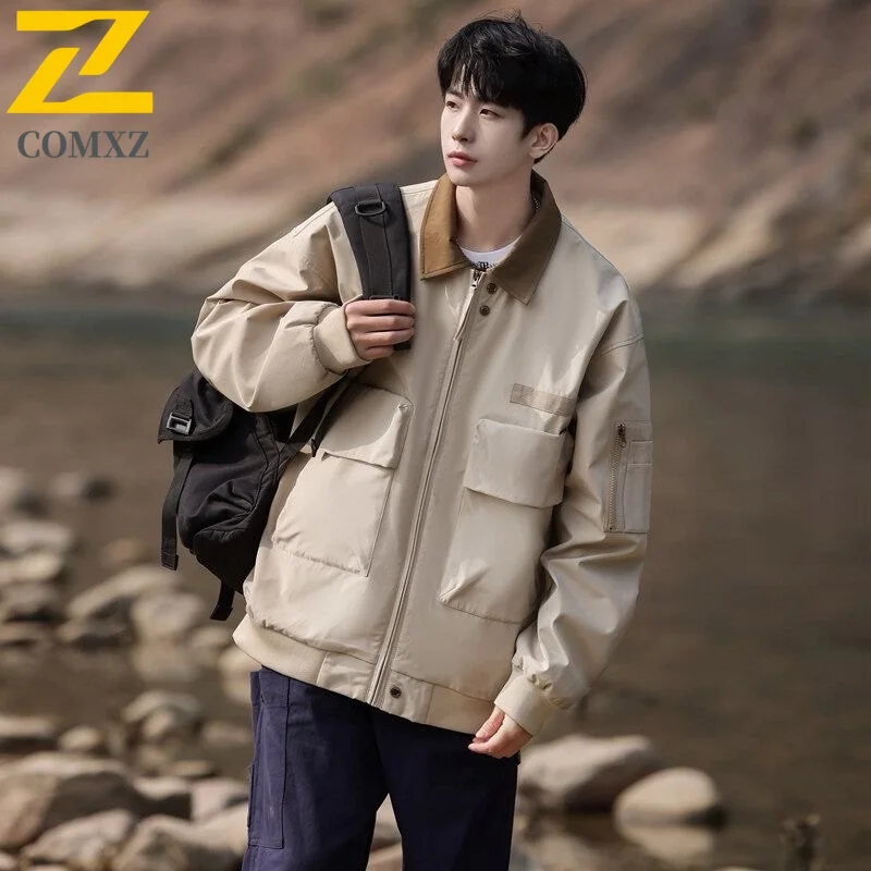 

Мужские красивые однотонные Chaqueta винтажные ветрозащитные фирменные прогулочные стильные куртки для рыбалки универсальный высококачественный плащ