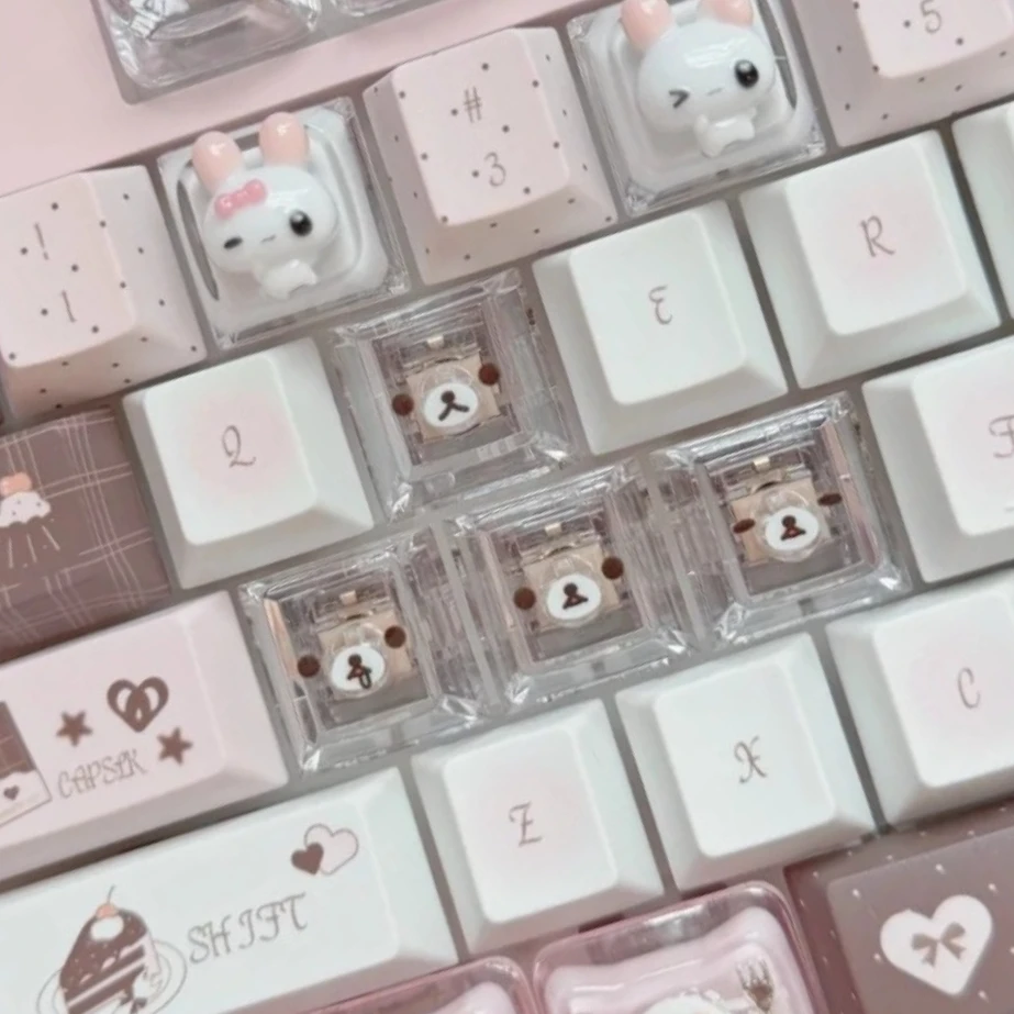 4pcs 4pcs Kawaii Rilakkuma Transparent Keycap Cartoon Bear Artisan Keycaps XDA Delicate Ornament for Custom Mechanical Keyboard - Aliexpress Deal