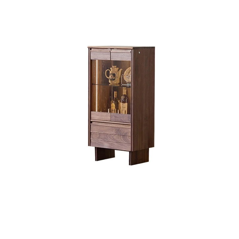 

Black walnut solid wood bedroom chest storage living room wall storage cabinet