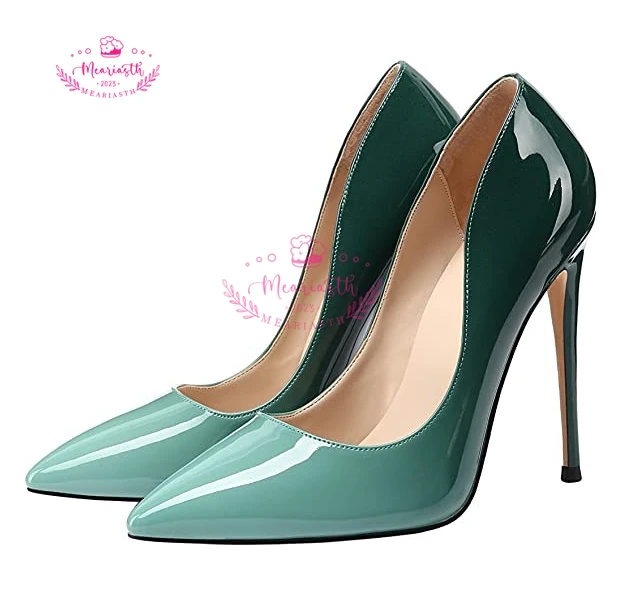 Multicolor Women Pointed Toe Patent Leather Pump Office Lady Slip On Concise Dress Shoes Stiletto high Heel Pumps Sandals Hollow