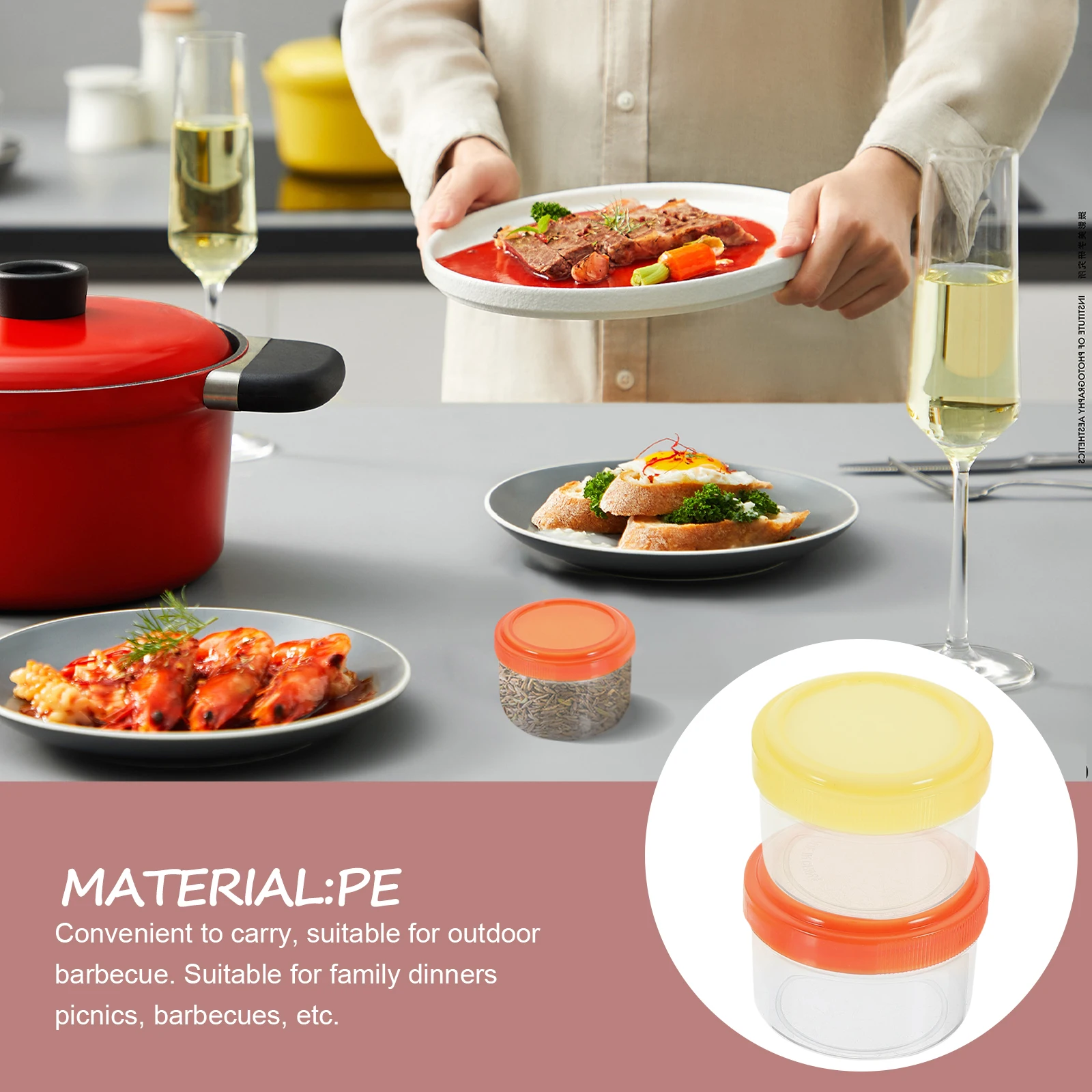 

16 Pcs Seasoning Bottle Set Small Sauce Container Mini Containers Dressing Salad Pe Condiments Portable Cups with Lids