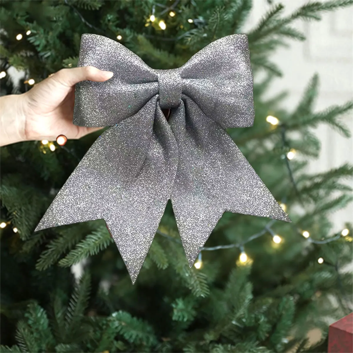 عيد الميلاد مطرزة القوس شجرة عيد الميلاد الحلي عطلة اللباس الدعائم زينة عيد الميلاد DIY الملحقات