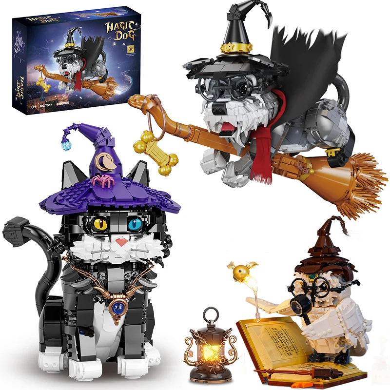 

Креативный Волшебный мир, волшебный волшебник, кошка, метла, собака, доктор, сова, строительные блоки, украшение для дома, MOC, кирпичи, игрушки для детей, подарок