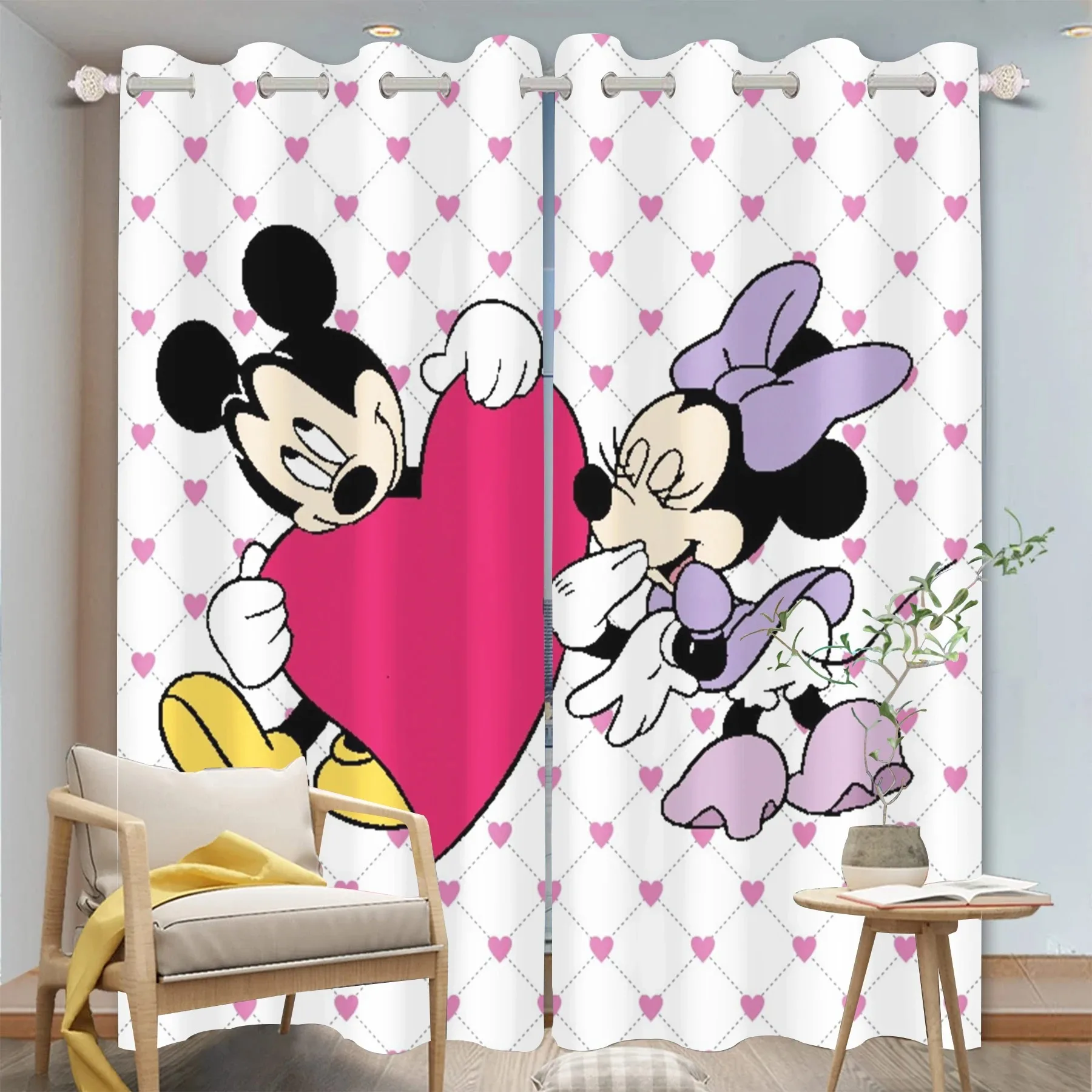 Disney Cartoon Mickey Minnie Mouse Curtain 3D Printing Cute Blackout Curtain Living Room Bedroom Decoration Kids Gift 150x166cm