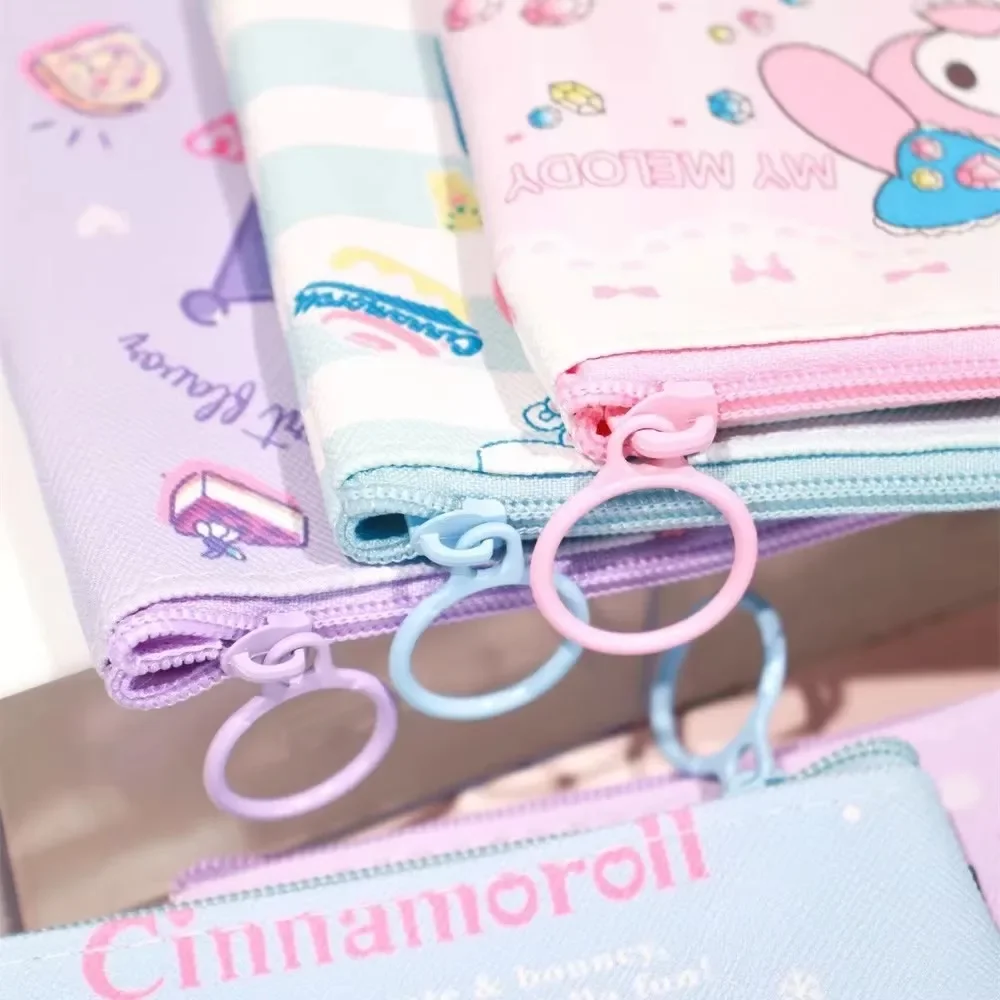 Sanrio PU Cartoons Women's Coin Purse Hello Kitty Kulomi Melody Cinnamoroll Portable ID Card Holders Coin Purse Cute Girls Gifts