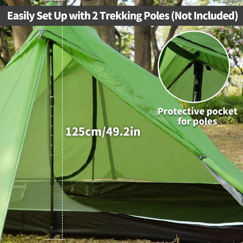High Quality Ultra 2 Person Trekking Pole Waterproof Single Layer Camping Tent Backpacking Hiking Outdo Hot Selling