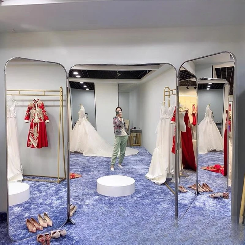 Three-sided folding fitting mirror dress wedding mirror full-length mirror